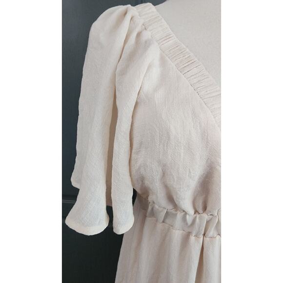 Flying Tomato Sweet Seduction Tiered Maxi Flutter Sleeve Plunging Dress XS Fairy - Picture 4 of 7